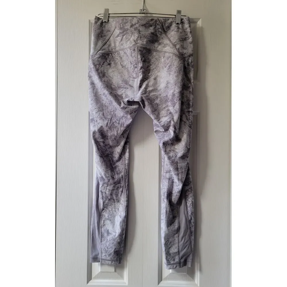 Lululemon Wunder Under Marbled High Rise Leggings Cropped Vented Ankle Women's 8